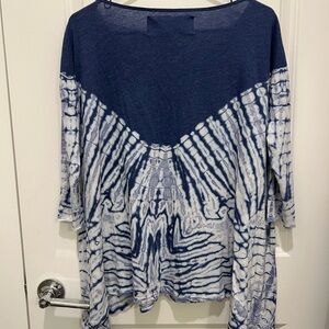 Free People Indigo and White Tie-Dye Tunic